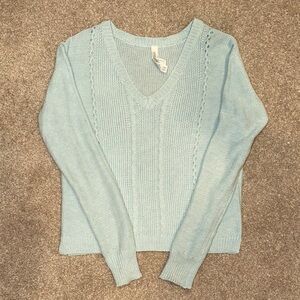 Light Blue V-Neck Women's Sweater